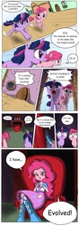 Size: 1240x3508 | Tagged: safe, artist:doublewbrothers, pinkie pie, twilight sparkle, human, equestria girls, g4, too many pinkie pies, clone, comic, comic sans, dialogue, funny, funny as hell