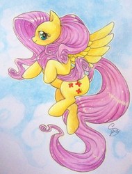 Size: 1849x2427 | Tagged: safe, artist:liluri-creations, fluttershy, pony, g4, female, solo, traditional art