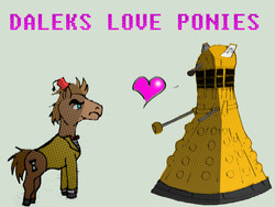 Size: 3072x2304 | Tagged: safe, artist:coolestninja1242, dalek, doctor who, duo, ponified