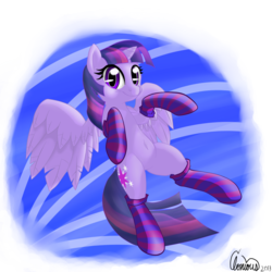 Size: 1500x1500 | Tagged: safe, artist:inmydefence, twilight sparkle, alicorn, pony, g4, belly button, clothes, female, mare, socks, solo, striped socks, twilight sparkle (alicorn)