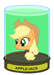 Size: 1024x1431 | Tagged: safe, artist:hombre0, artist:kanske-2099, applejack, earth pony, pony, g4, disembodied head, female, futurama, head in a jar, jar, male, parody, simple background, solo, transparent background