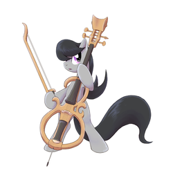 Size: 1000x1000 | Tagged: safe, artist:30clock, octavia melody, earth pony, pony, g4, cello, electric cello, female, musical instrument, pixiv, simple background, solo