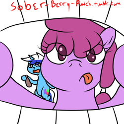 Size: 800x800 | Tagged: safe, artist:bennimarru, berry punch, berryshine, minuette, earth pony, pony, g4, 30 minute art challenge, bipedal, swapped cutie marks, this will end in tears