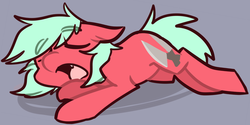 Size: 1043x523 | Tagged: safe, artist:ghost, oc, oc only, oc:headcase, pony, simple background, sleeping, solo