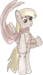 Size: 800x1377 | Tagged: safe, artist:applejackfrost, derpy hooves, pony, g4, bipedal, clothes, scarf