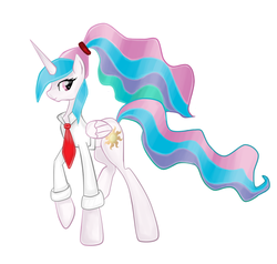 Size: 700x665 | Tagged: safe, artist:shishapony, princess celestia, pony, g4, clothes, female, high ponytail, long hair, ponytail, solo