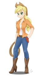 Size: 3422x6376 | Tagged: safe, artist:steffy-beff, applejack, human, g4, absurd resolution, female, humanized, rope, solo