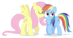 Size: 1440x750 | Tagged: safe, artist:dm29, fluttershy, rainbow dash, g4, blushing, female, lesbian, ship:flutterdash, shipping, simple background, transparent background