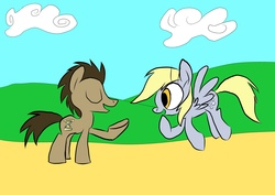 Size: 7016x4961 | Tagged: safe, artist:joeywaggoner, derpy hooves, doctor whooves, time turner, earth pony, pegasus, pony, doctor whooves and assistant, g4, absurd resolution, female, male, mare, stallion