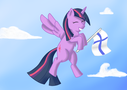 Size: 2896x2048 | Tagged: safe, artist:akkiv, twilight sparkle, alicorn, pony, g4, female, finland, flag, mare, twilight sparkle (alicorn)