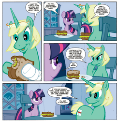 Size: 542x555 | Tagged: safe, artist:thom zahler, idw, official comic, jade singer, summer mane, twilight sparkle, g4, micro-series #1, my little pony micro-series, spoiler:comic, shout out