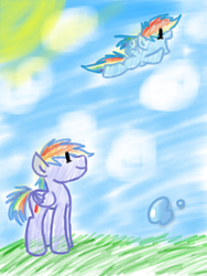 Size: 1024x1365 | Tagged: safe, artist:chaoticdiscord, rainbow blaze, rainbow dash, g4, traditional art