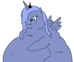 Size: 688x574 | Tagged: safe, artist:mylittlepudgy, princess luna, pony, g4, belly, fat, morbidly obese, obese, princess moonpig, s1 luna, weight gain