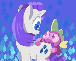 Size: 2000x1600 | Tagged: safe, artist:docwario, rarity, spike, dragon, pony, unicorn, g4, biting, butt bite, butt touch, duo, female, hand on butt, literal butthurt, male, mare, pain, rarity is a marshmallow, this will end in pain