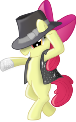 Size: 3122x5000 | Tagged: safe, artist:blackgryph0n, apple bloom, earth pony, pony, g4, bipedal, clothes, female, gloves, hat, michael jackson, simple background, solo, transparent background, vest