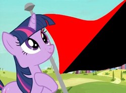 Size: 604x445 | Tagged: safe, twilight sparkle, g4, anarchist, anarcho-syndicalism, communism, flag