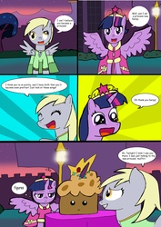 Size: 5940x8400 | Tagged: safe, artist:helsaabi, derpy hooves, twilight sparkle, alicorn, pony, g4, absurd resolution, female, mare, muffin, twilight sparkle (alicorn)