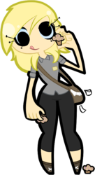 Size: 406x749 | Tagged: safe, artist:black-jenny, derpy hooves, human, g4, female, humanized, mailbag, muffin, solo