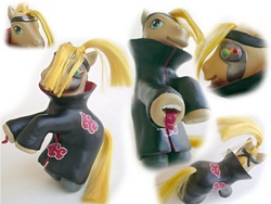 Size: 800x600 | Tagged: safe, artist:songbird21, akatsuki, customized toy, deidara, naruto, ponified, toy