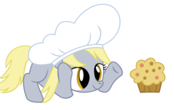 Size: 2813x1778 | Tagged: safe, artist:ellittest, derpy hooves, pony, g4, chef's hat, cute, derpabetes, female, filly, filly derpy, hat, muffin, simple background, solo, transparent background, vector, younger