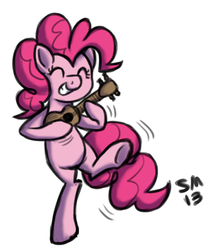 Size: 396x471 | Tagged: safe, artist:serenamidori, pinkie pie, earth pony, pony, g4, female, musical instrument, simple background, solo, ukulele, white background