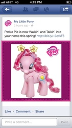 Size: 640x1136 | Tagged: safe, pinkie pie, g4, facebook, female, irl, photo, toy, walkin' talkin' pinkie pie