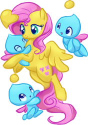 Size: 431x613 | Tagged: safe, artist:bedupolker, fluttershy, chao, g4, crossover, cute, simple background, sonic the hedgehog (series), transparent background