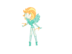 Size: 1600x1200 | Tagged: safe, artist:minty-red, lightning dust, human, g4, female, humanized, solo, winged humanization, wings