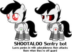 Size: 3857x2799 | Tagged: safe, artist:turbo740, scootaloo, oc, oc only, oc:turret pony, pony, robot, robot pony, g4, adventure in the comments, ponified, portal (valve), simple background, transparent background, vector