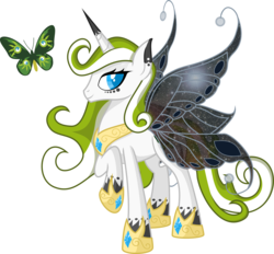 Size: 2251x2086 | Tagged: safe, artist:turbo740, oc, oc only, alicorn, butterfly, pony, alicorn oc, butterfly wings, clothes, hoof shoes, looking at you, raised hoof, shoes, simple background, smiling, sparkly wings, transparent background, vector