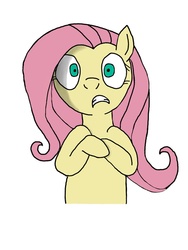Size: 774x1032 | Tagged: dead source, safe, fluttershy, pegasus, pony, g4, female, mare, nervous, simple background, solo, white background