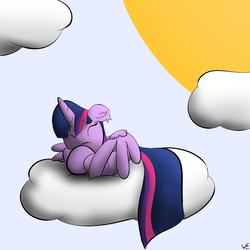 Size: 1024x1024 | Tagged: safe, artist:chaikeon, twilight sparkle, alicorn, pony, g4, cloud, cloudy, cute, female, mare, sleeping, twilight sparkle (alicorn)