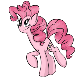 Size: 1000x1000 | Tagged: safe, artist:thespengineer, pinkie pie, earth pony, pony, g4, female, raised hoof, raised leg, simple background, smiling, solo, transparent background