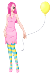 Size: 437x625 | Tagged: safe, artist:defectio-epica, pinkie pie, human, g4, balloon, clothes, female, humanized, pinkamena diane pie, simple background, solo, transparent background