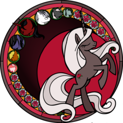 Size: 600x600 | Tagged: safe, artist:bushinoohariko, oc, oc only, oc:immortal rose, pony, unicorn, stained glass