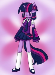 Size: 1274x1753 | Tagged: safe, artist:anigirl96, twilight sparkle, anthro, g4, crossover, mary janes, vocaloid