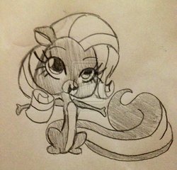 Size: 1024x981 | Tagged: safe, artist:miss-zi-zi, skunk, female, littlest pet shop, pepper clark, rariskunk, rarity hair, voice actor joke