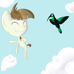 Size: 3900x3900 | Tagged: safe, artist:cosmonaut, featherweight, pegasus, pony, g4, colt, flying