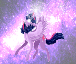 Size: 1000x849 | Tagged: safe, artist:furfear, twilight sparkle, alicorn, pony, g4, female, glowing eyes, mare, solo, space, twilight sparkle (alicorn)