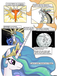 Size: 1536x2048 | Tagged: safe, artist:rambopvp, discord, princess celestia, princess luna, g4, comic