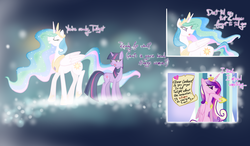 Size: 1024x597 | Tagged: safe, artist:lilmandarin, princess cadance, princess celestia, twilight sparkle, g4, comic