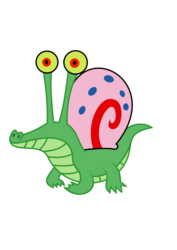 Size: 744x1052 | Tagged: safe, artist:relaxingonthemoon, gummy, alligator, hybrid, snail, g4, .svg available, animal, crossover, crossover fusion, fusion, fusion:gary the snail, fusion:gummy, gary the snail, hybrid fusion, simple background, spongebob squarepants, svg, transparent background, vector, what has science done