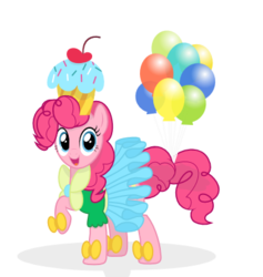 Size: 489x515 | Tagged: safe, artist:relaxingonthemoon, pinkie pie, earth pony, pony, g4, .svg available, balloon, clothes, dress, female, simple background, solo, svg, transparent background, vector