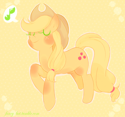 Size: 1280x1191 | Tagged: safe, artist:princessmisery, applejack, earth pony, pony, g4, eyes closed, female, solo