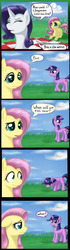 Size: 405x1438 | Tagged: safe, artist:angerelic, edit, fluttershy, rarity, twilight sparkle, g4, comic, grass, grazing, herbivore, horses doing horse things