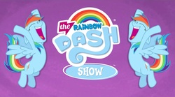 Size: 1276x712 | Tagged: safe, edit, rainbow dash, pegasus, pony, g4, double rainbow, duality, female, happy, logo, logo edit, logo parody, mare, my little pony logo, narcissism, show, the rainbow dash show, tv show