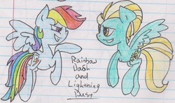 Size: 949x559 | Tagged: safe, artist:chocoqueen112, lightning dust, rainbow dash, g4, traditional art