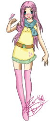 Size: 298x714 | Tagged: safe, artist:xxxskyvarivaraxxx, fluttershy, human, g4, clothes, dress, female, humanized, simple background, solo, transparent background