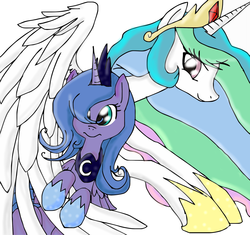 Size: 2545x2393 | Tagged: safe, artist:dashiepie, princess celestia, princess luna, g4, s1 luna