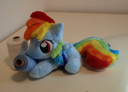 Size: 1000x718 | Tagged: safe, artist:zuckerschnuti, rainbow dash, pony, g4, irl, photo, plushie, solo